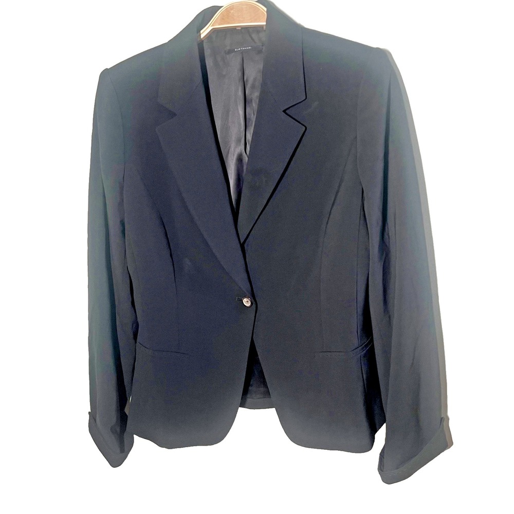Elie Tahari Black Virgin Wool Blazer Classic Professional Quiet Luxury Sz M